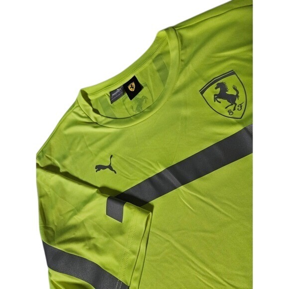 Puma Scuderi Ferrari Team Setup Crew Neck Shirt Men's Large Yellow Reflective‎ - Picture 1 of 6